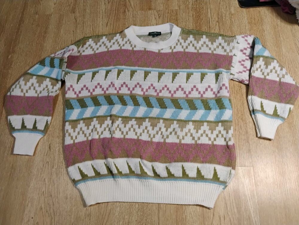 Vintage Cabin Creek Sweater XL Cotton Cottage Core Grandma Crewneck